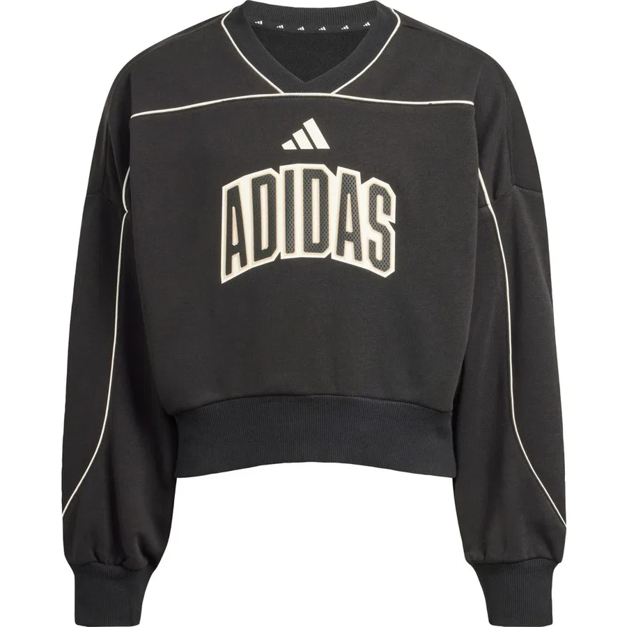 Свитшот спортивный с длинным рукавом и V-образным вырезом adidas Sportswear KB7029 Stadium, Черно-белый — фото 3
