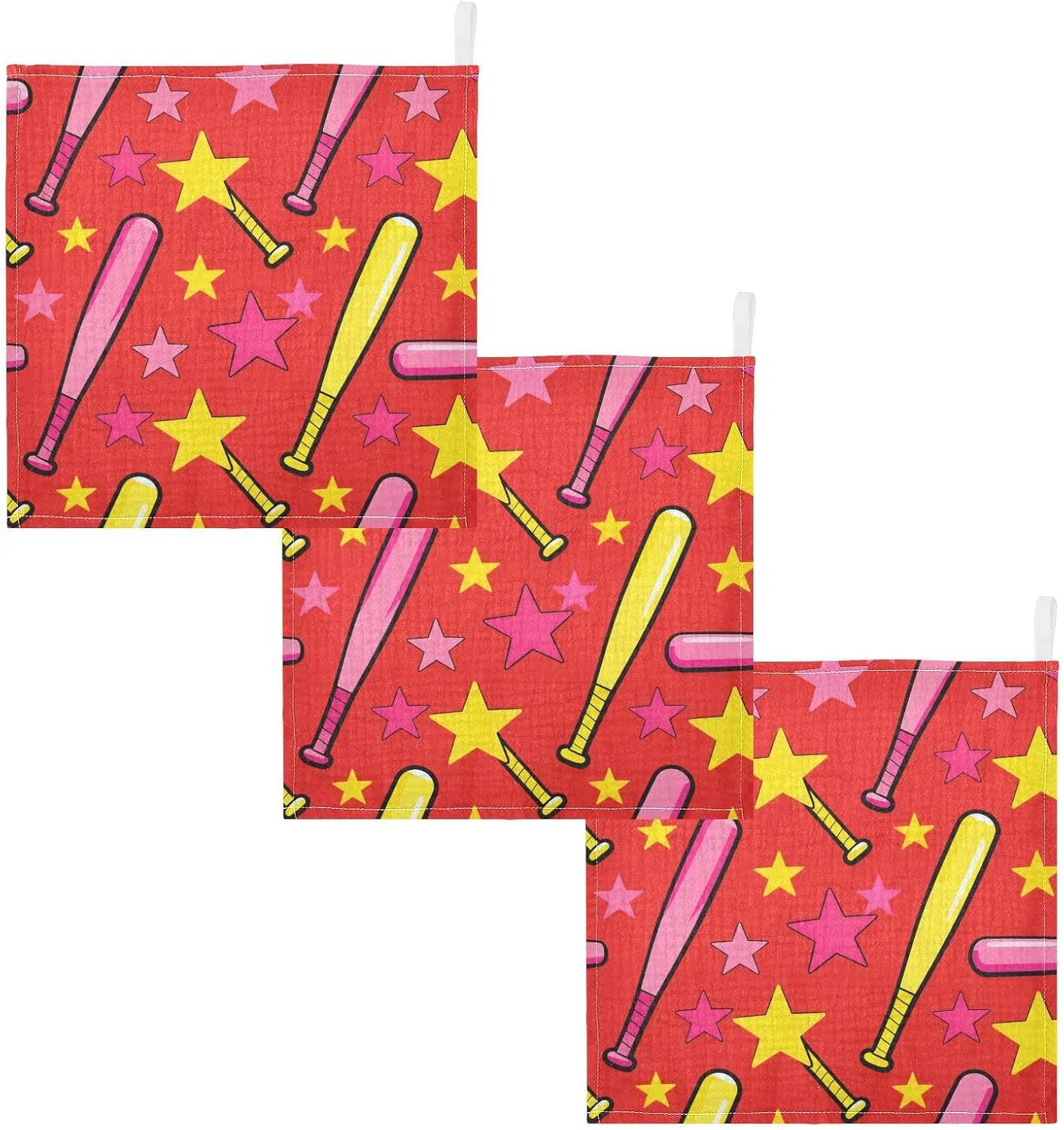Марлевая салфетка 100% хлопок GuoChe, набор 5 шт, 30x30 см, Baseball Bats and Stars — фото 2