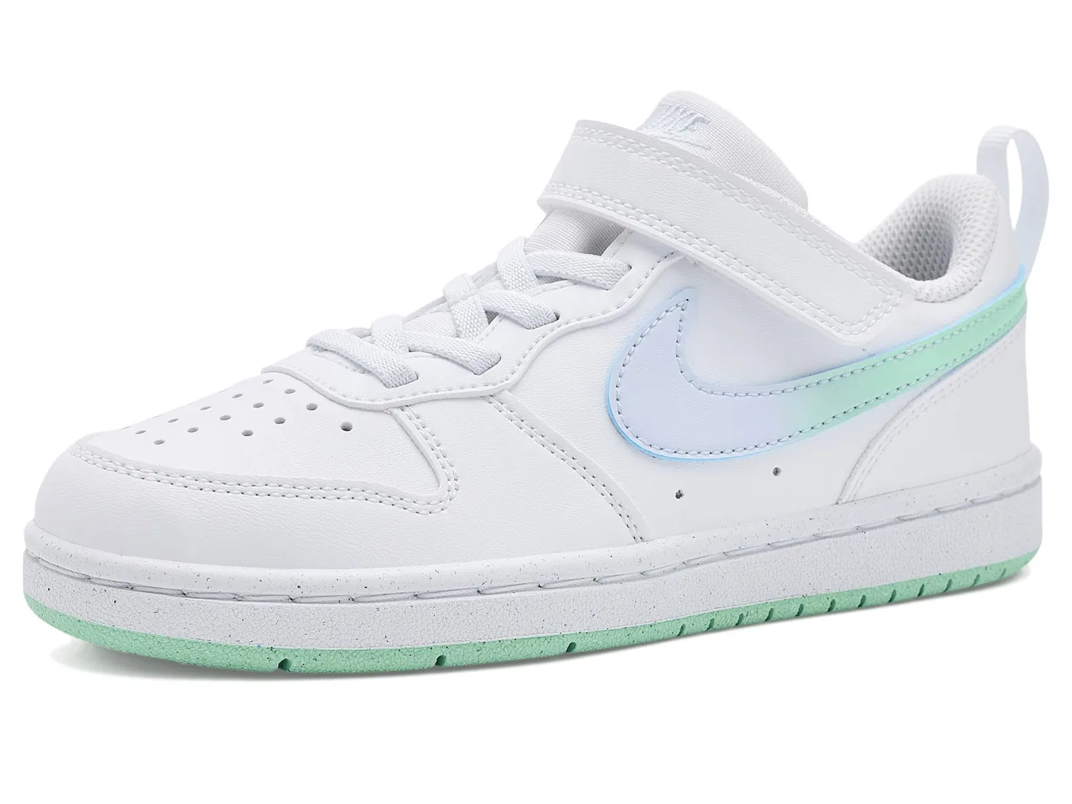 Кроссовки Court Borough Low Fade (для маленьких детей) Nike Kids, White/Arctic Green/Football Grey — фото 2