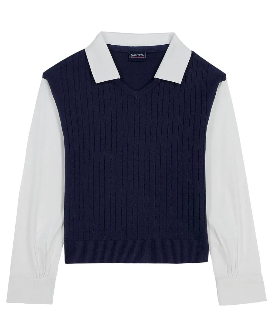 Свитер с воротником и длинным рукавом Nautica, Navy