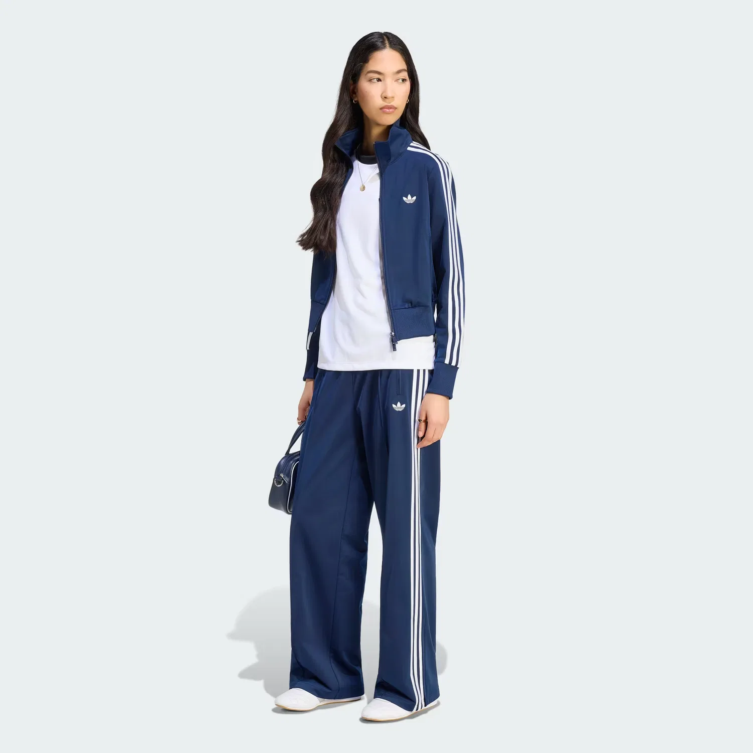 Женская спортивная куртка на молнии с воронкообразным воротником Firebird Classic Adidas Originals, Night Indigo/White — фото 4