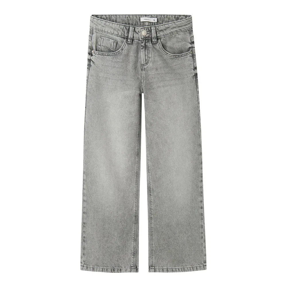 Детские джинсы для девочек с широкими штанинами Rose Wide 5529-Be Name it, Grey — фото 3