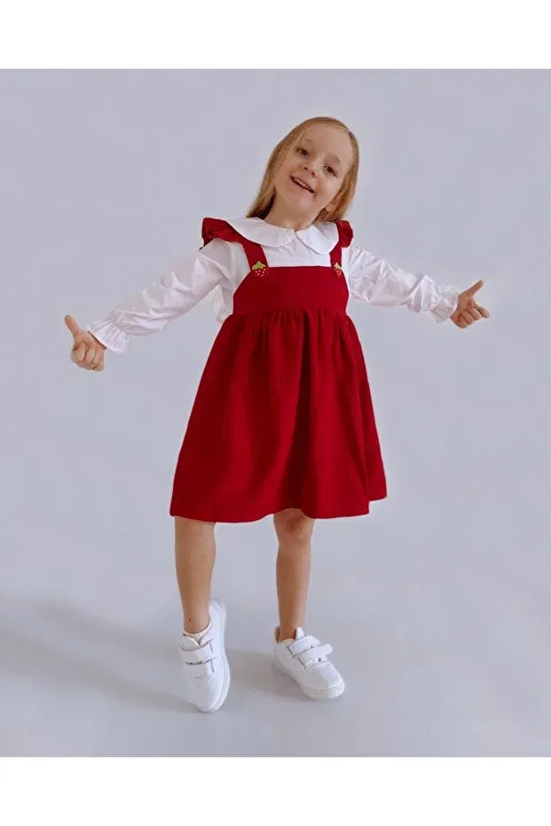 Детское платье-жилет для девочек с длинным рукавом Babyilay, Red