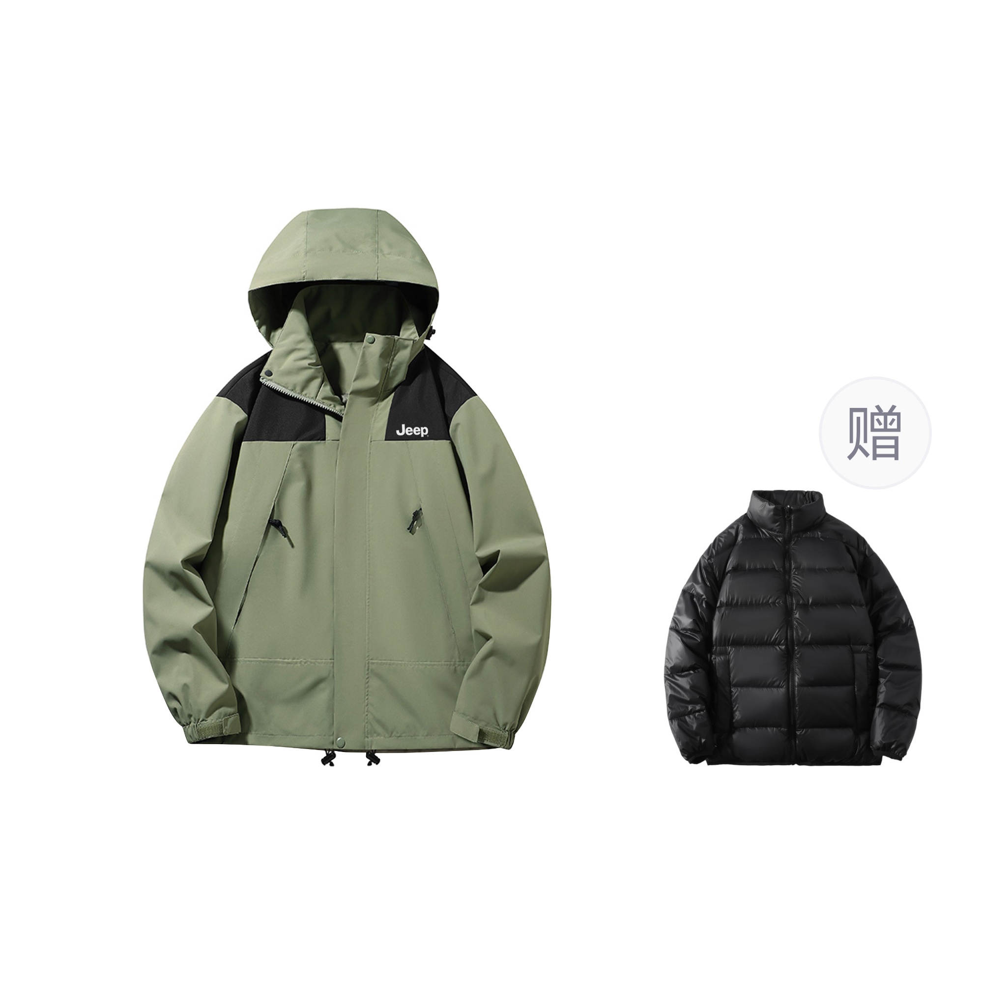 

Jeep Ветрозащитная непромокаемая дышащая утепленная куртка унисекс, Light Green[with Down Liners]