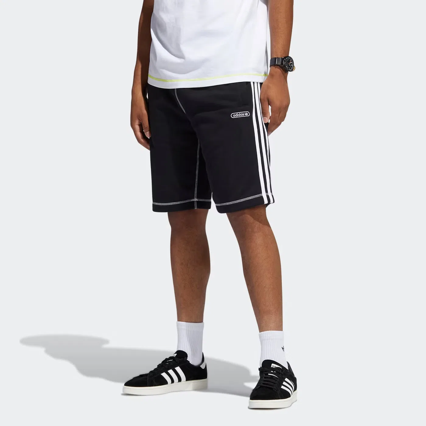 Шорты спортивные с контрастной строчкой Originals Cntrst Stitch Adidas, черный — фото 2