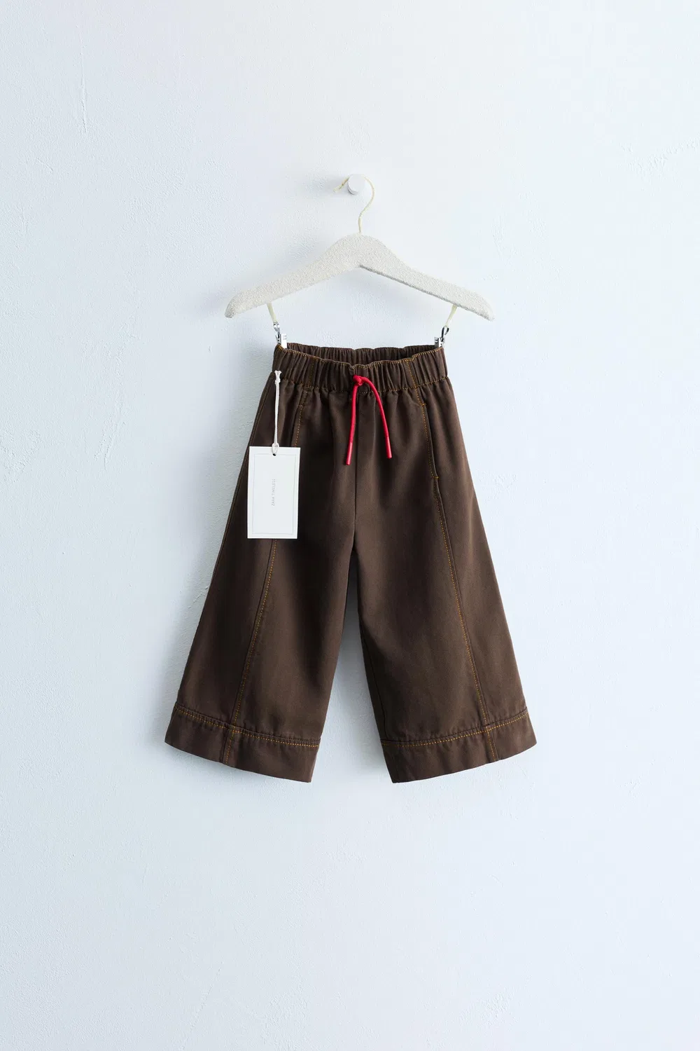 ZARA TIMELESS - Широкие брюки из канваса с контрастной строчкой, Brown