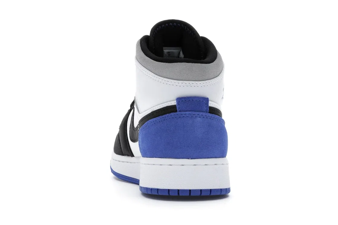 Детские кроссовки Jordan 1 Mid SE White Black Royal Kids Jordan, White/Black-Light Smoke Grey-Varsity Royal — фото 4