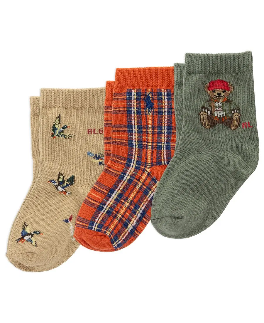Комплект носков с принтом Outdoor Bear Plaid Polo Ralph Lauren, Olive