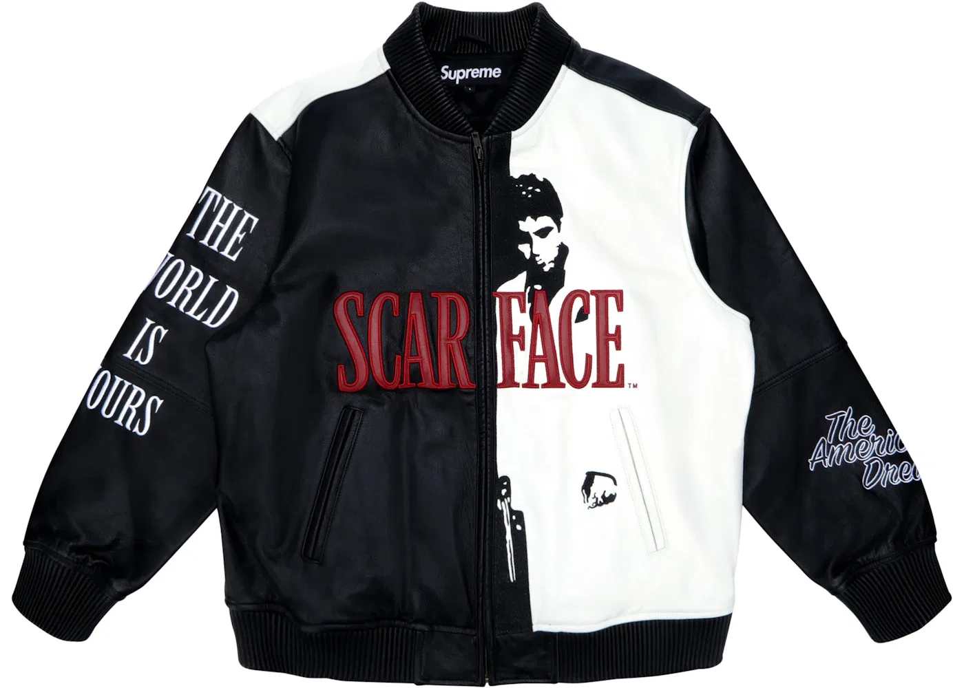 Мужская куртка из кожи с вышивкой Scarface Supreme, Black