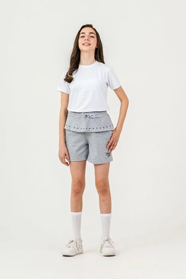 Детские шорты для девочек с принтом Shining star printed under-knee stone-piece Mışıl Kids, Gray