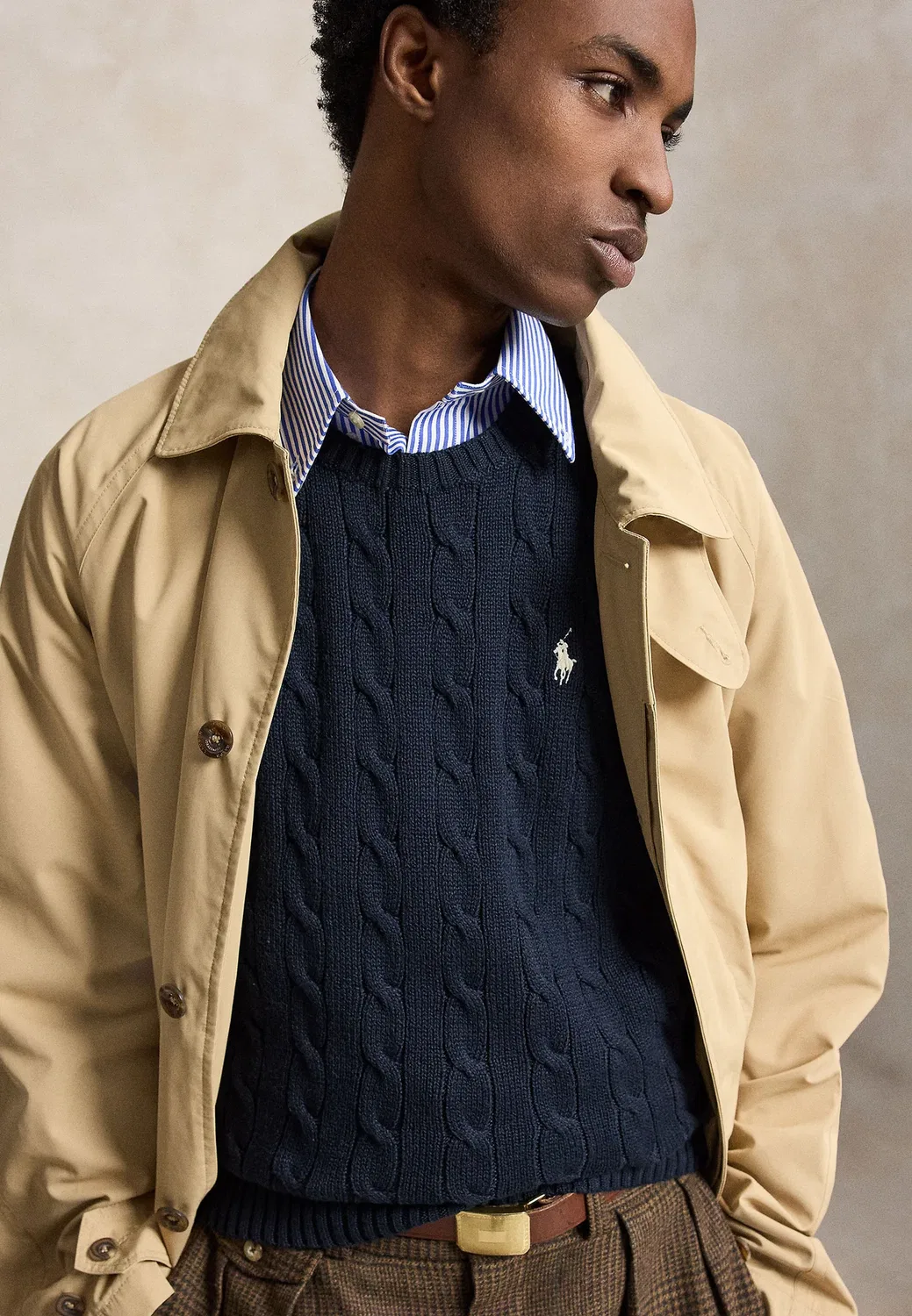 Хлопковый жилет крупной вязки - джемпер Polo Ralph Lauren, Hunter Navy W/ C8135 Pp — фото 4