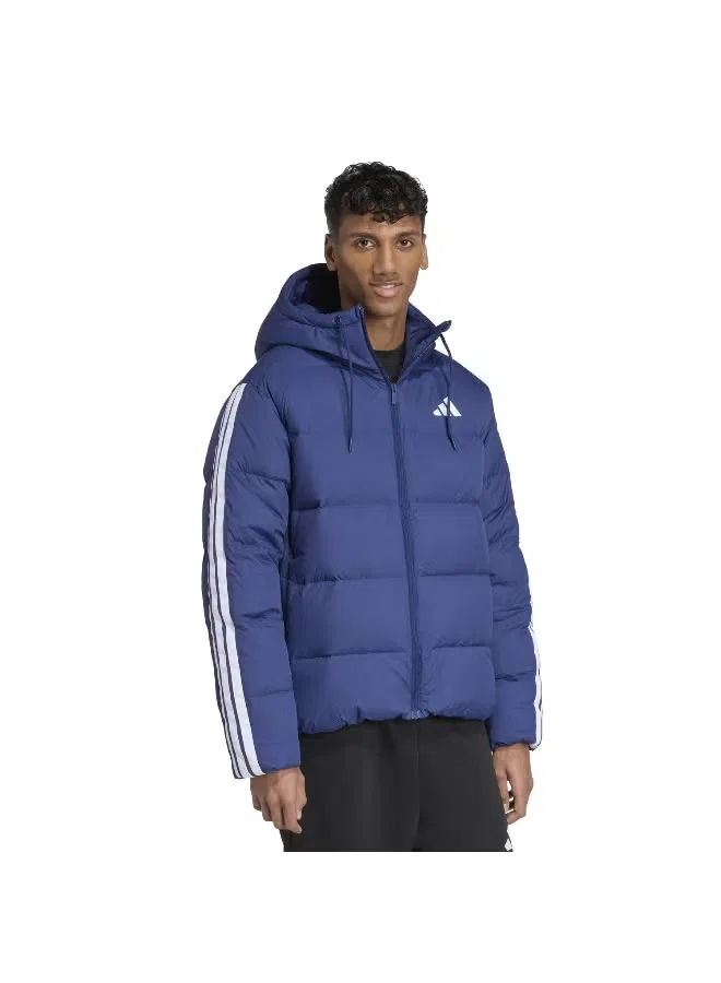 Куртка пуховик с капюшоном Ess 3s Adidas, темно-синий — фото 4