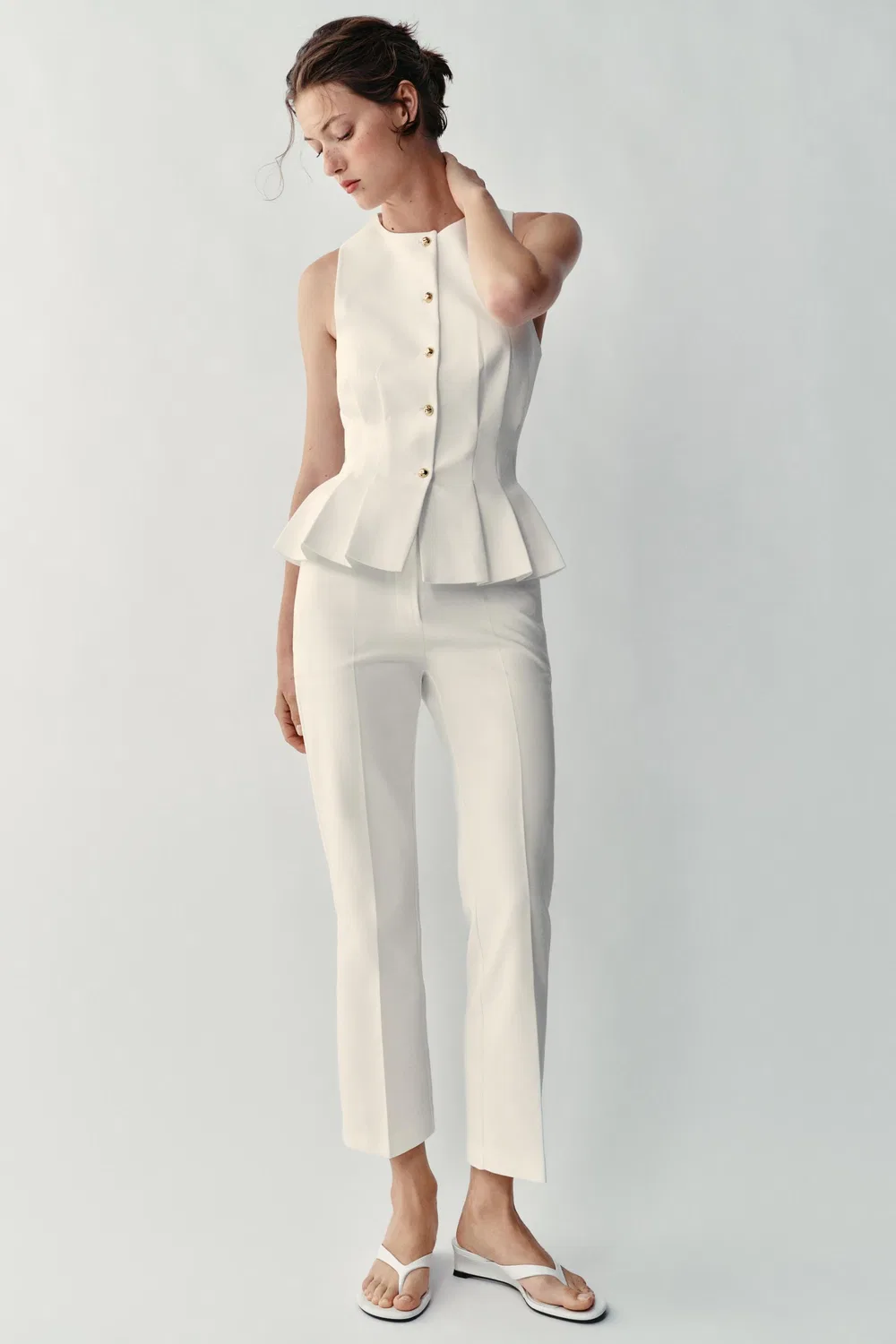 Жилет с вытачками ZARA, White