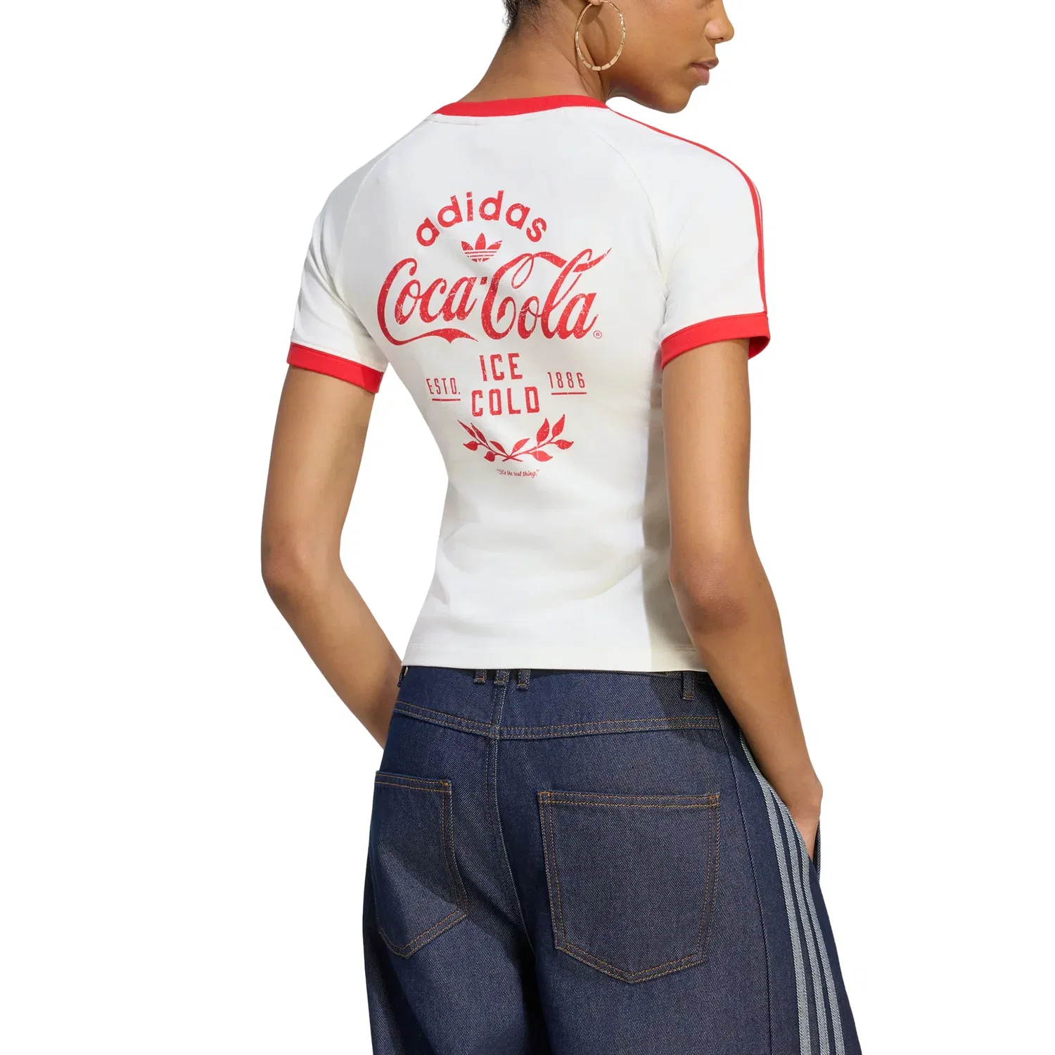 Женская футболка с принтом Adidas x Coca-Cola 3-Stripes Tee, белый — фото 3