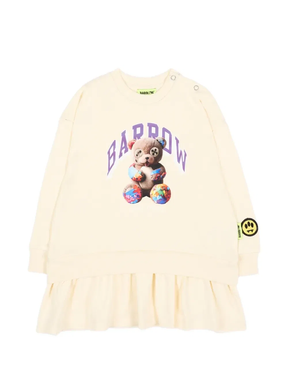 Платье с рюшами и принтом медведя Barrow Kids, бежевый