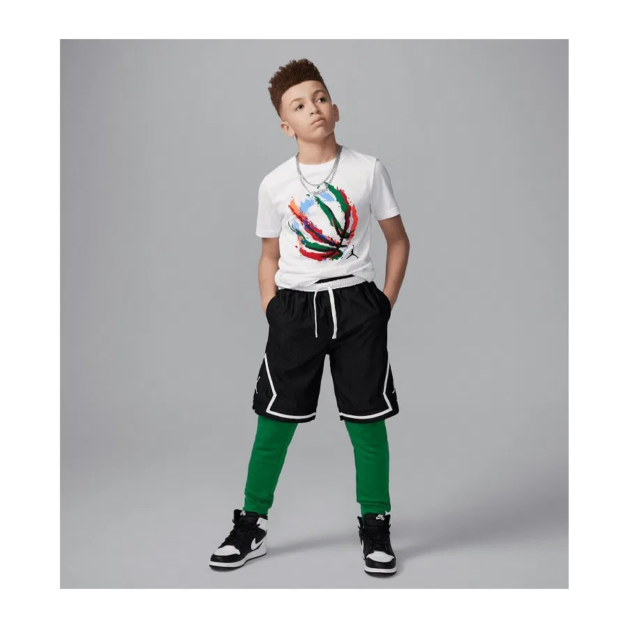 Детская спортивная футболка с принтом Jordan Jdb Bball Fire, Nike, Белый — фото 4