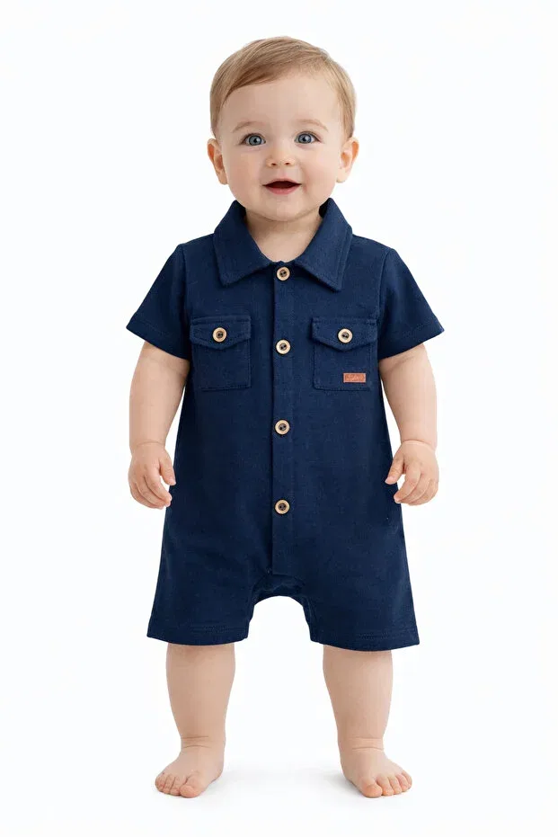 Детский комбинезон для мальчиков с коротким рукавом Chicsy Baby, Navy Blue