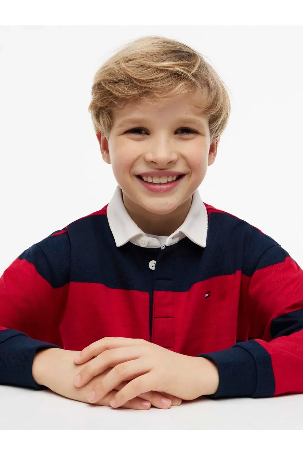 Детский лонгслив-поло Slub Rugby Stripe Polo Tommy Hilfiger, Red — фото 3