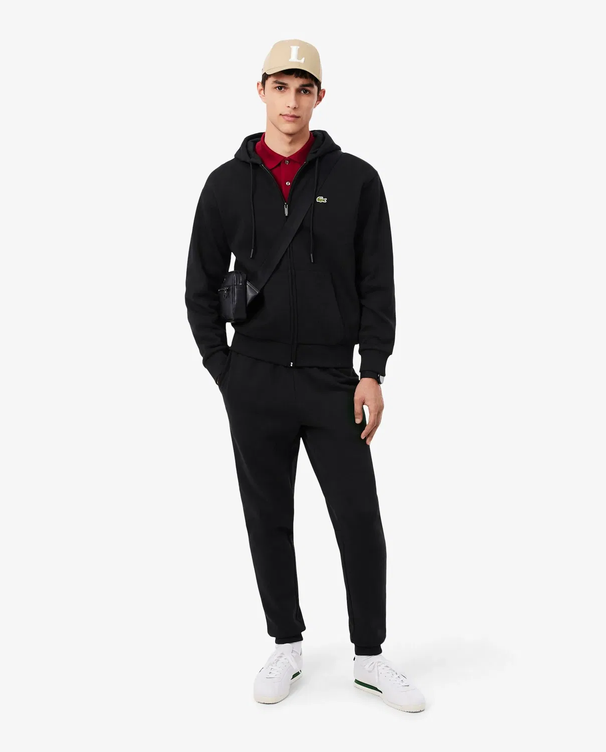 Худи мужская Lacoste с капюшоном, органический хлопок, Negro — фото 4