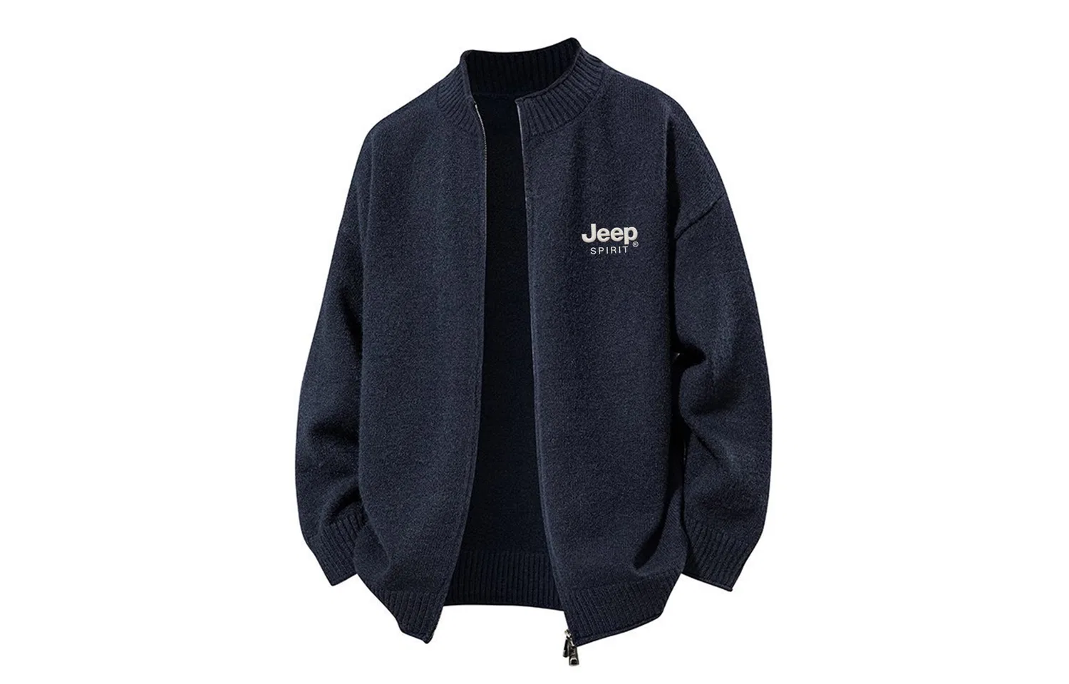 Детский свитер с воротником-стойкой, модель JEEP SPIRIT, Navy White Embroidery