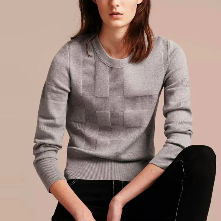 Женский свитер из кашемира с круглым вырезом Burberry, Marine Blue — фото 4