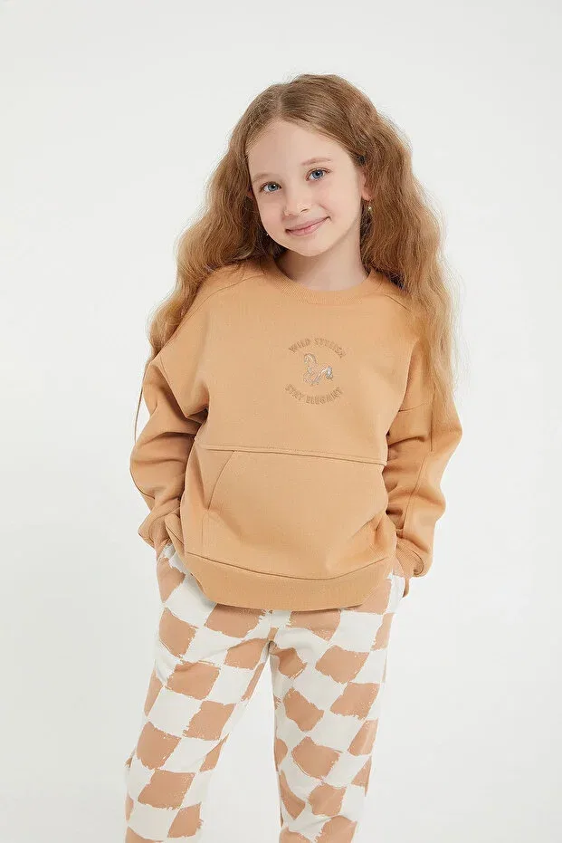 Детский спортивный костюм для девочек хлопковый Rolypoly Wild Stylish Camel, Camel Roly Poly — фото 4
