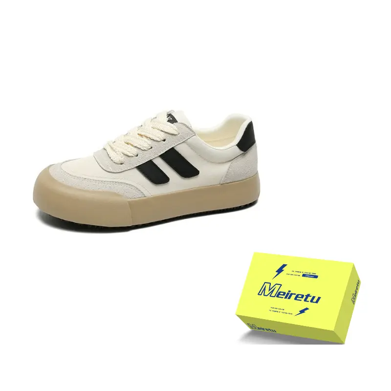 

Meiretu Антискользящие износостойкие низкие скейтерские кросcовки мужские - бежево-черные, цвет Beige Black