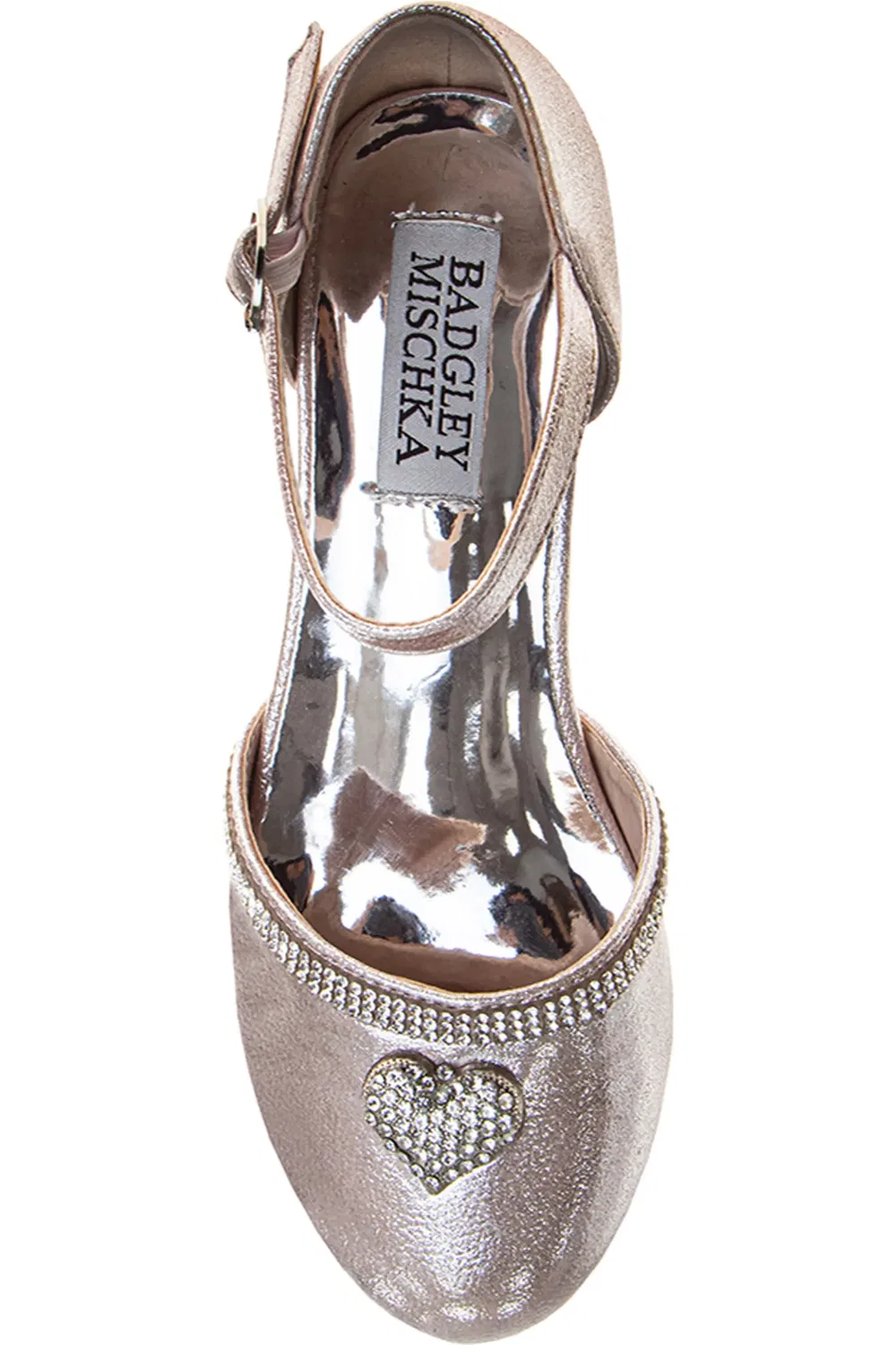 Детские туфли на каблуке с кристаллами Badgley Mischka Collection, розовый — фото 4