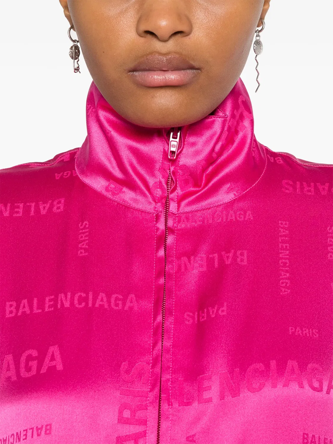 Свитшот с жаккардовым логотипом Balenciaga, фуксия — фото 4