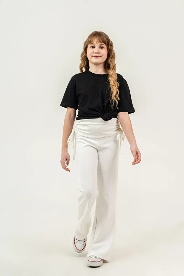 Детские спортивные штаны для девочек с широкими штанинами Mışıl Kids, White