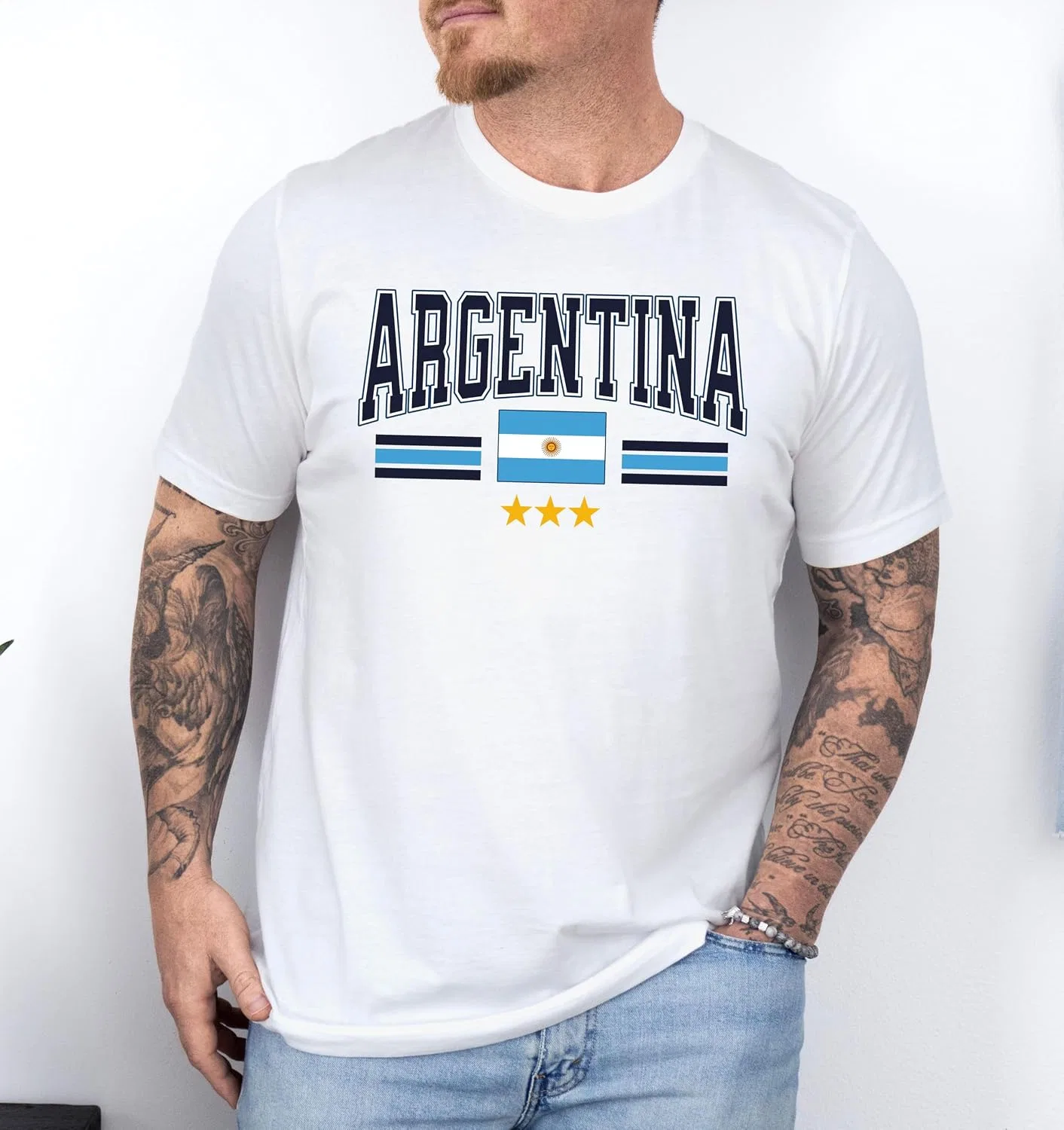 Женская футболка винтажная Argentina Soccer Bella+Canvas, White — фото 2