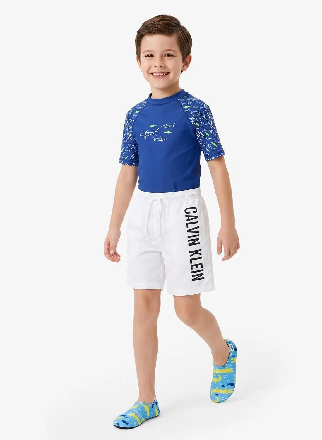 Шорты для плавания с логотипом, Calvin Klein Jeans, белый