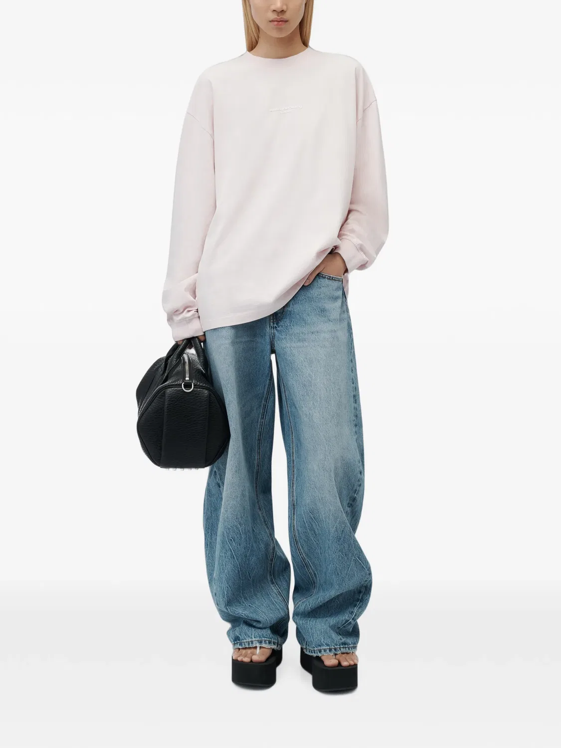 Футболка с длинными рукавами и логотипом Alexander Wang, розовый — фото 2