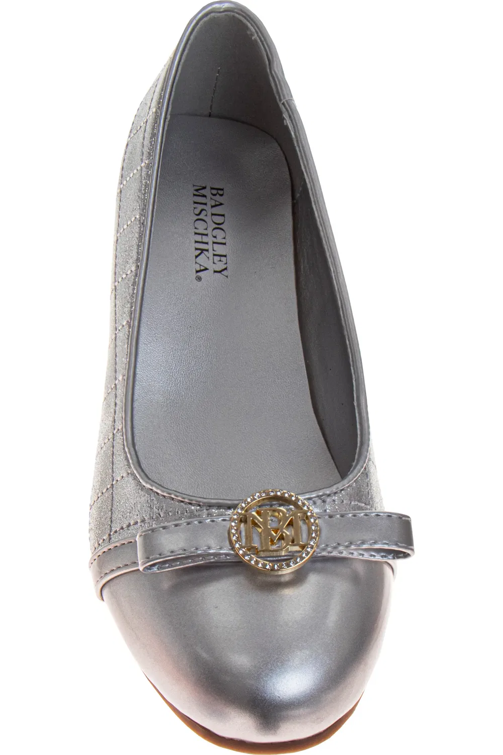 Детские туфли лодочки с геометрической стежкой Badgley Mischka Collection, Silver — фото 3