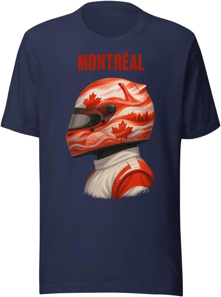 Мужская футболка с принтом шлема Montréal Racing Helmet, Navy