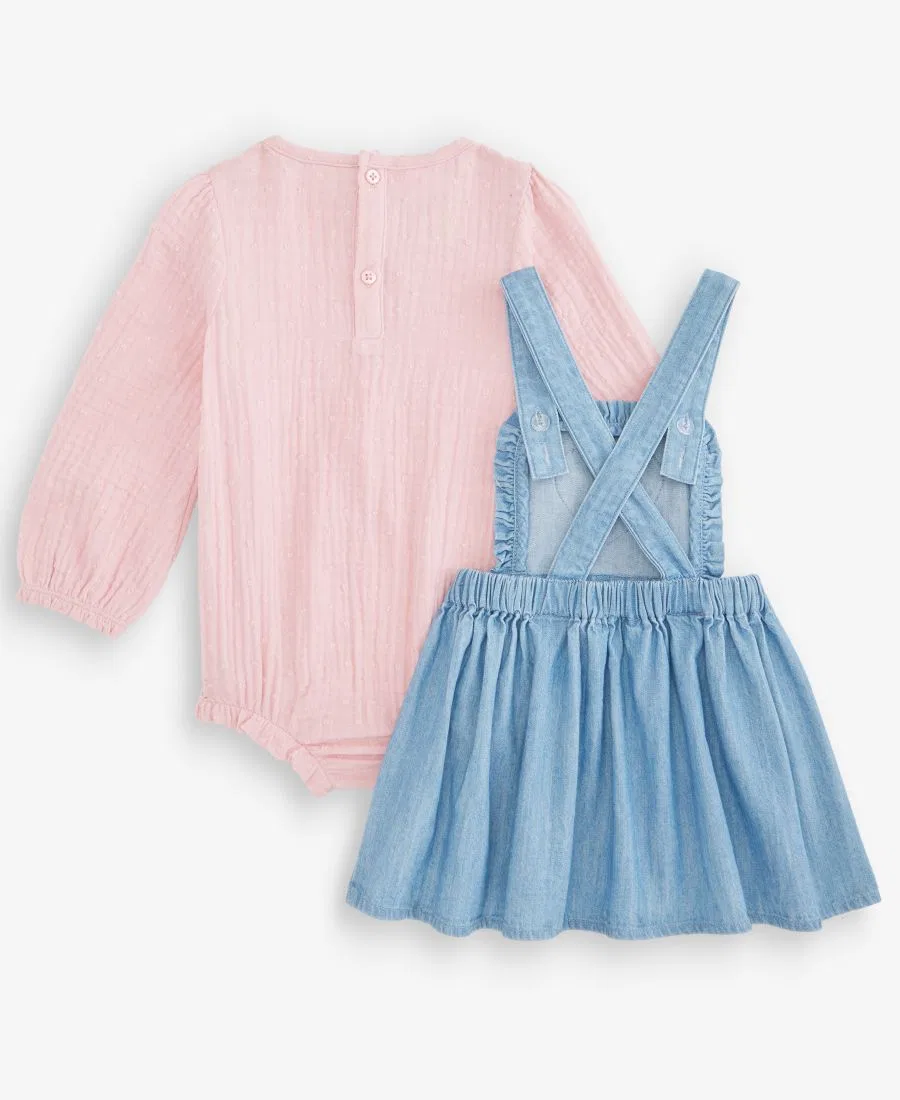 Комплект из боди и сарафана Clip-Dot Gauze First Impressions, Light Wash Chambray — фото 3