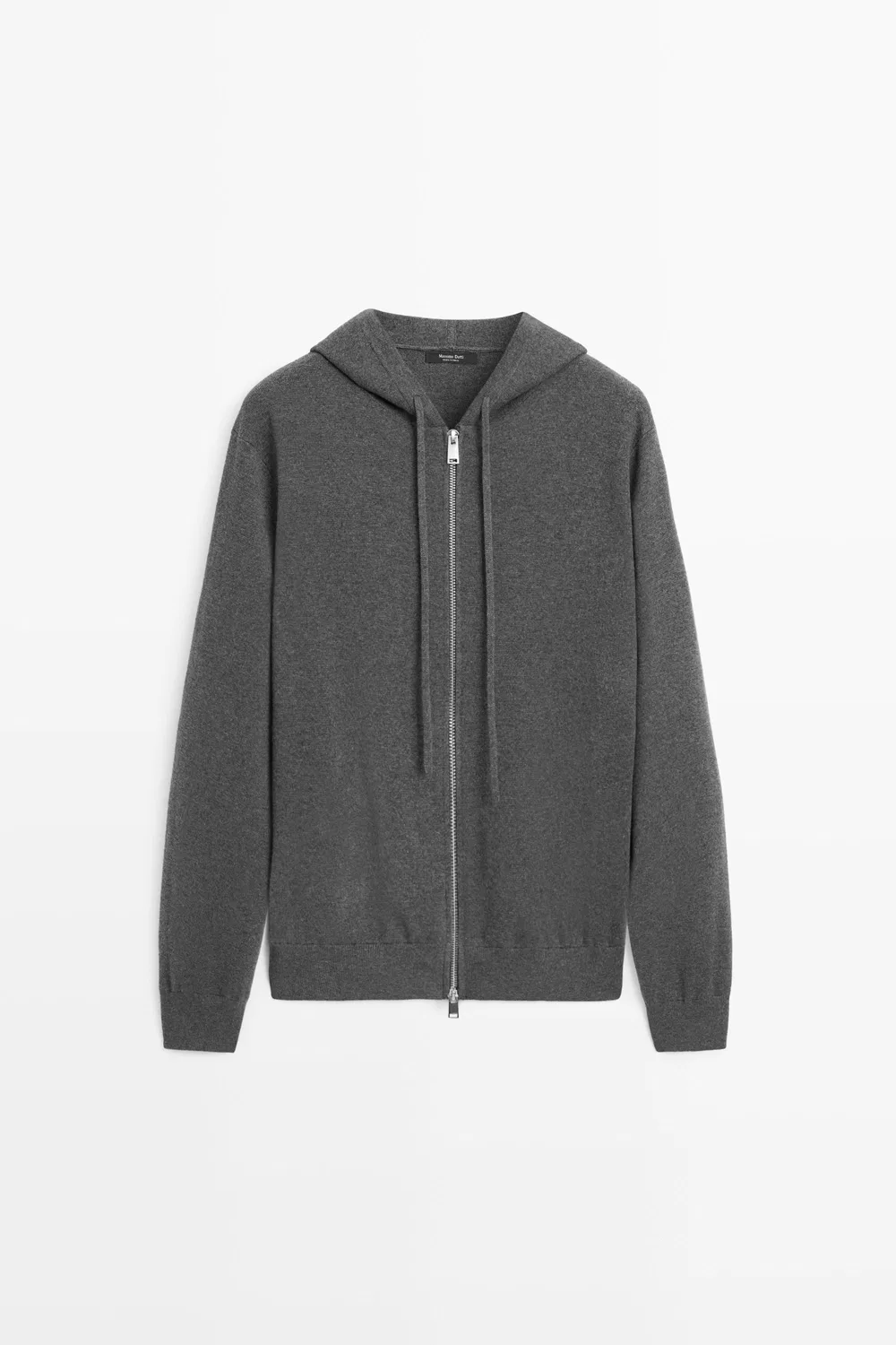 Кардиган Massimo Dutti Cotton Blend Knit Hooded, серый — фото 2