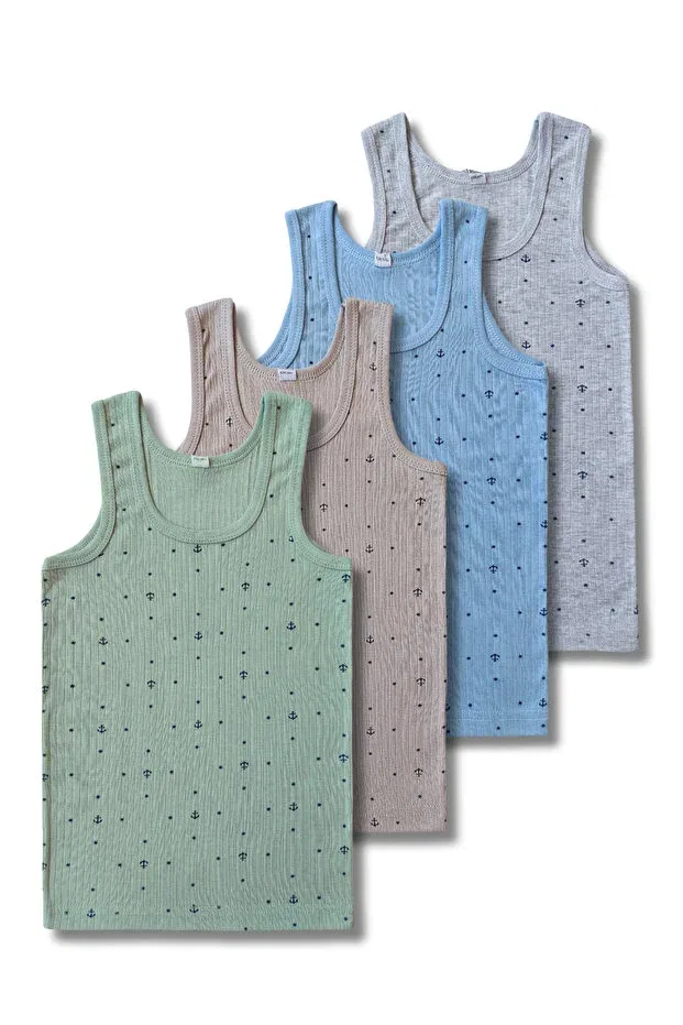 Детское для мальчиков ребристое нижнее белье 4 шт Panfilia, Blue-White-Gray
