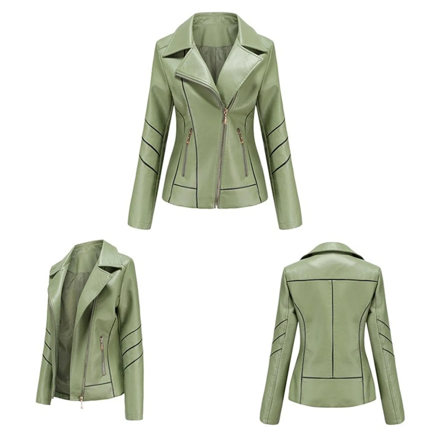 Женская куртка с коротким рукавом из искусственной кожи Candy Color, Verde — фото 4