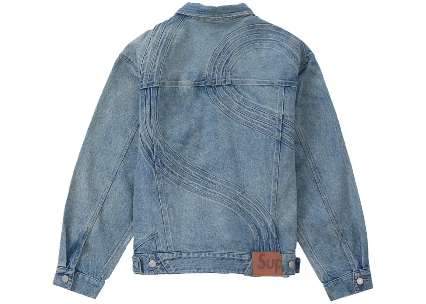 Мужская джинсовая куртка Supreme S Logo Denim Trucker Jacket, Washed Blue — фото 2