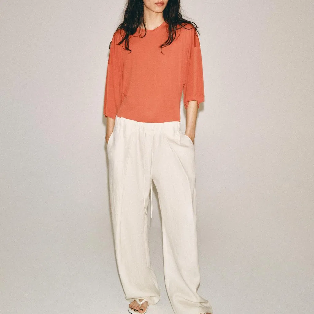 Женское боди с круглым вырезом, темно-оранжевый, ZARA — фото 4