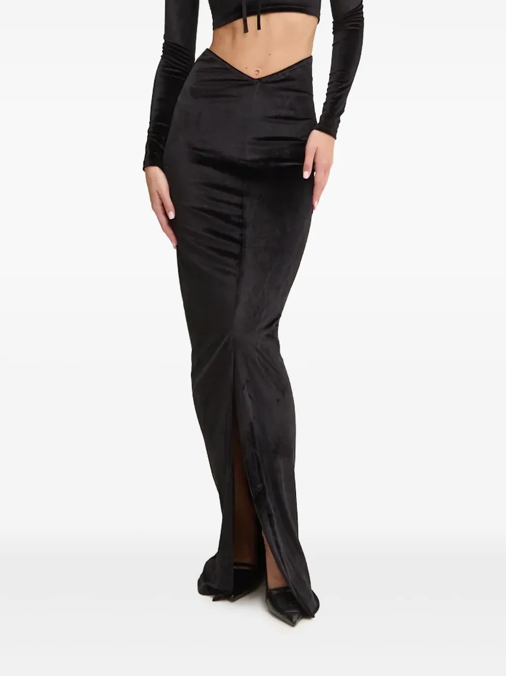 

Бархатная макси-юбка Fiorucci, черный