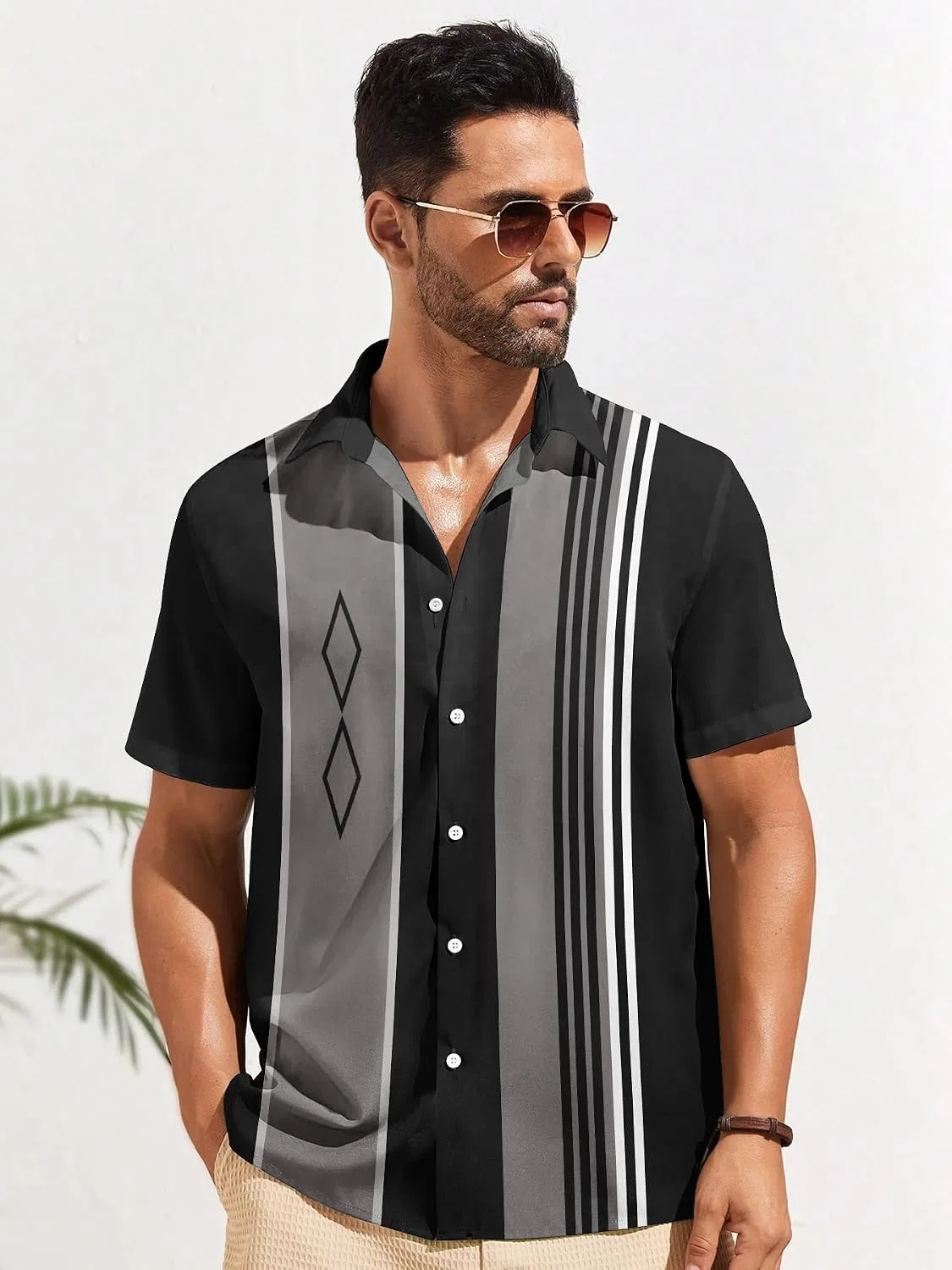 Мужская рубашка с коротким рукавом, с принтом, Vintage Hawaiian, мультиколор — фото 2