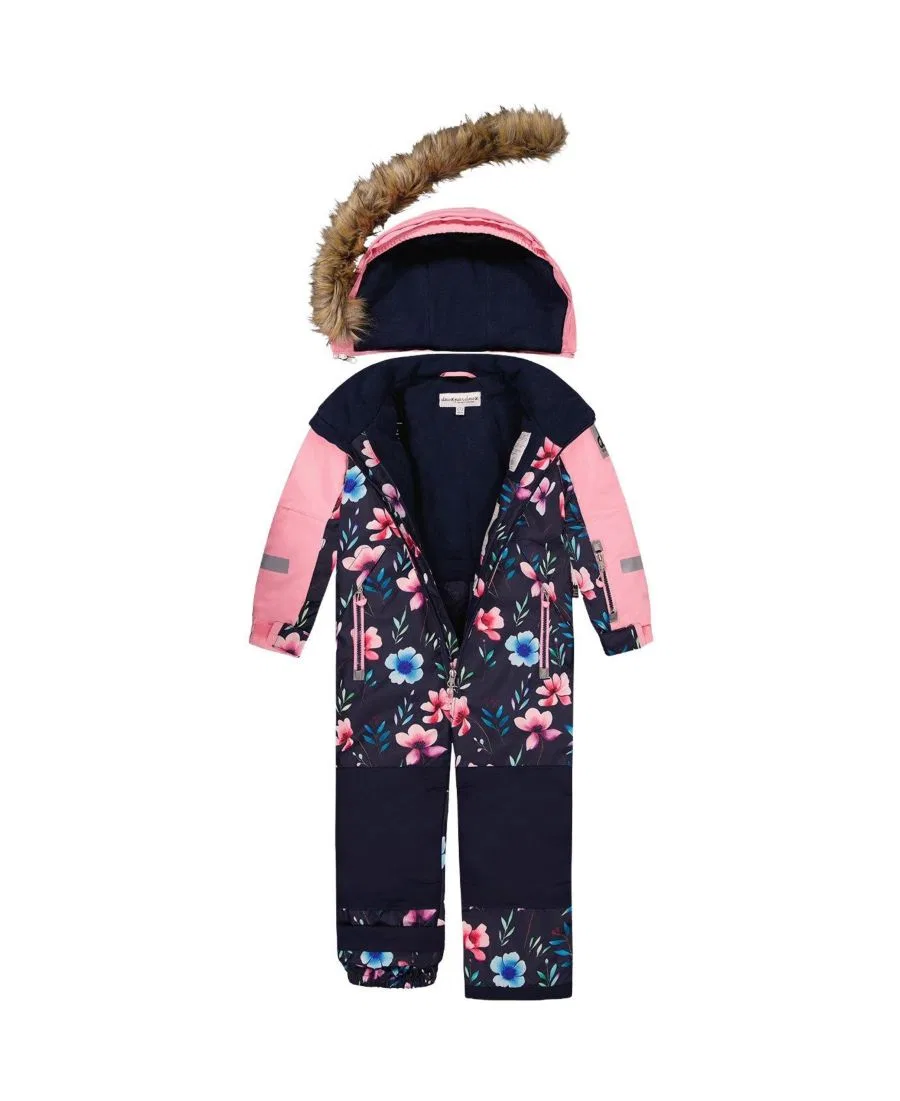 Комбинезон-снегокат для девочек с флоральным принтом Deux par Deux, Blue Floral Print — фото 4