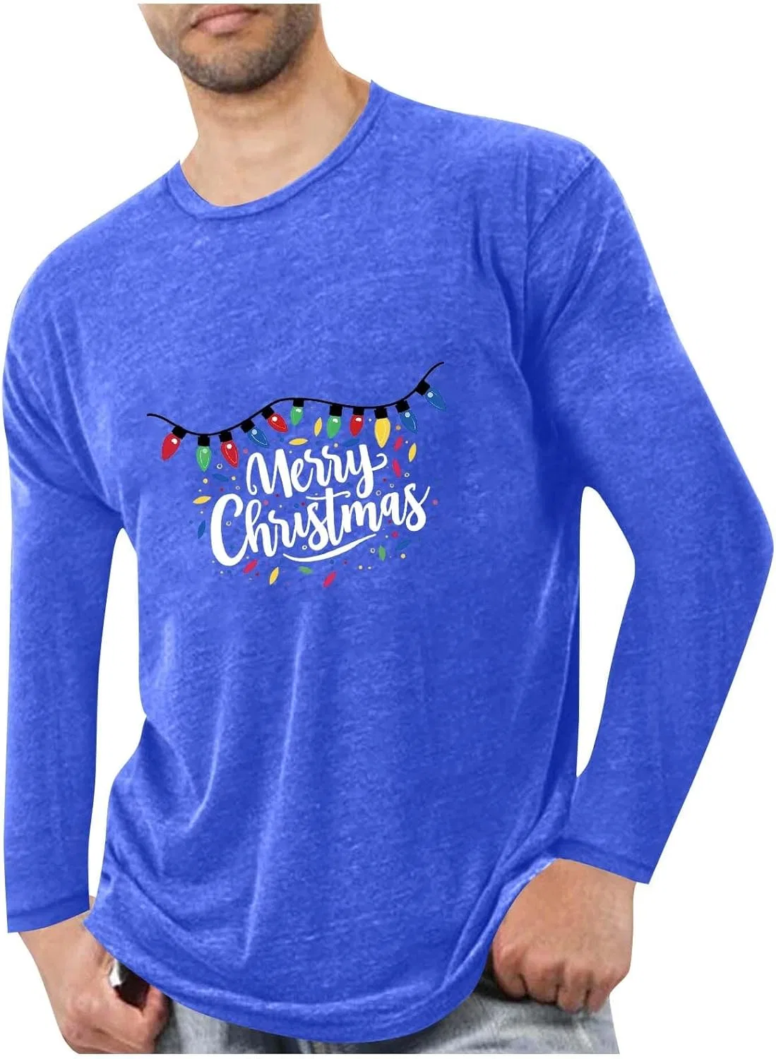 Мужская футболка с рождественским принтом Merry Christmas, Blue
