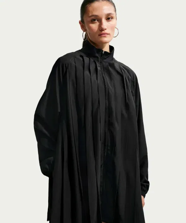 Платье-мини спортивное оверсайз с длинным рукавом, плиссе, Nike, черный