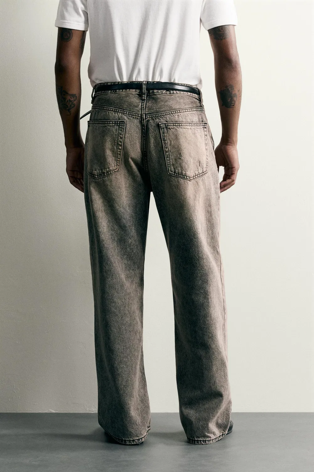 Джинсы свободного кроя ZARA, Grey/Tan — фото 3