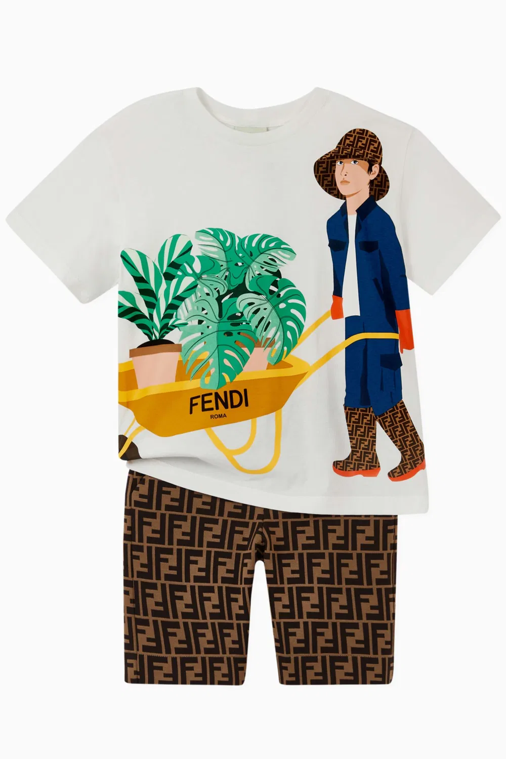 Шорты хлопковые с логотипом FF Fendi — фото 2