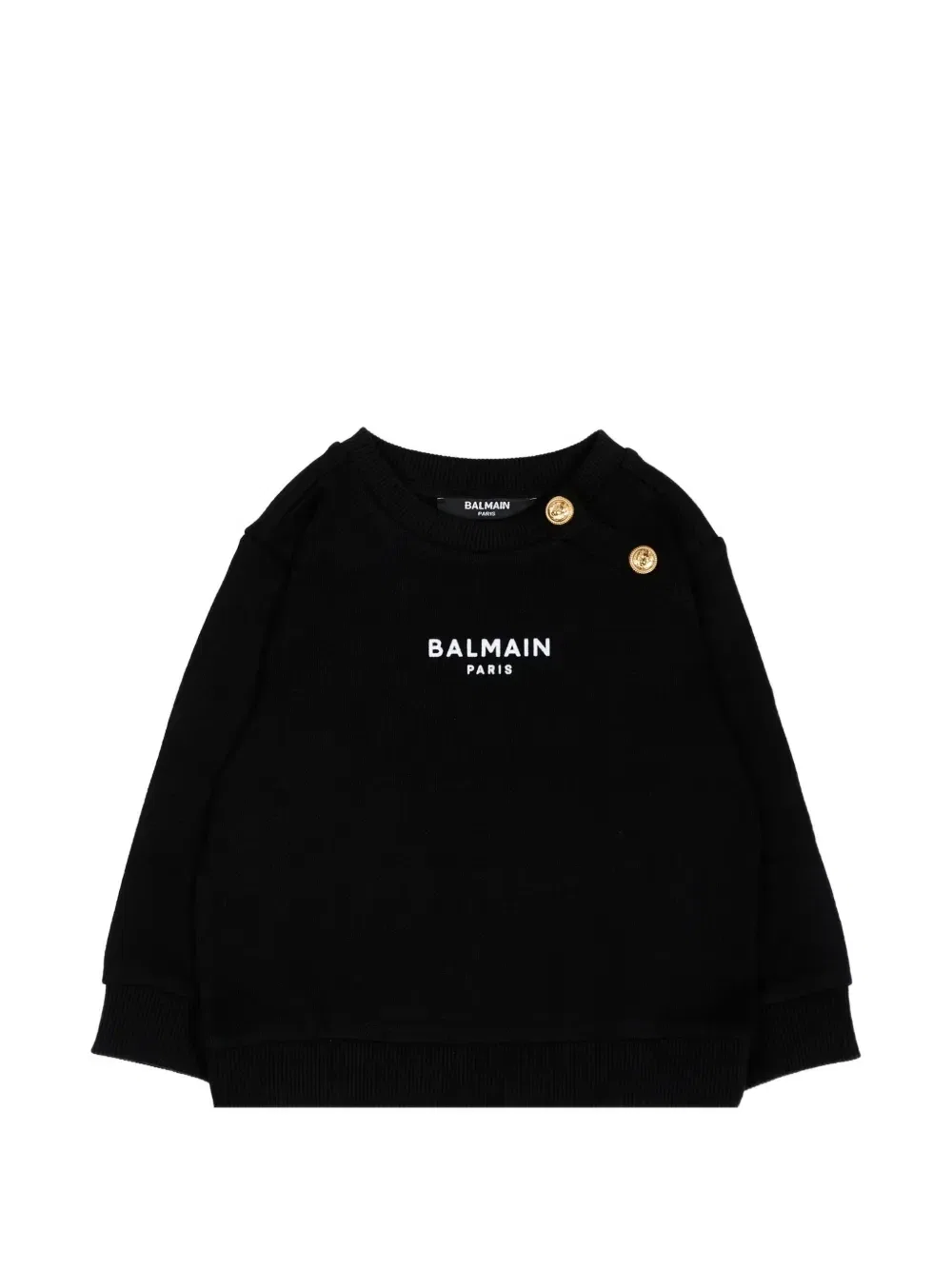 Свитшот с пуговицами и логотипом Balmain Kids, черный