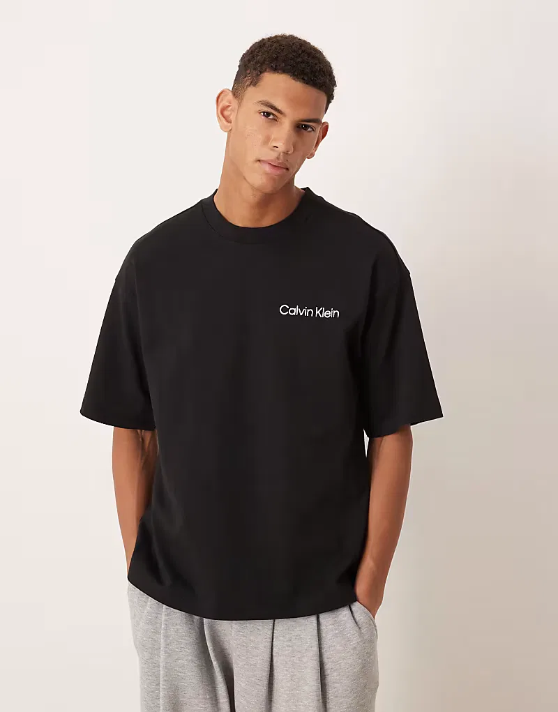 Хлопковая домашняя футболка Calvin Klein, черный